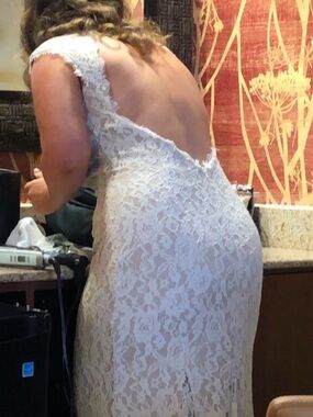 Aiden Ivory Lace Backless Evening Gown